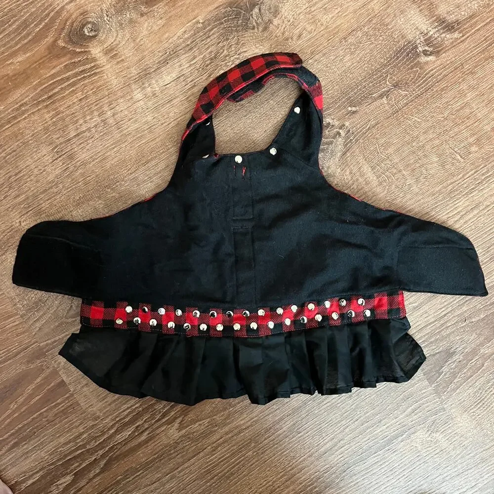 Biker Dog Dress Buffalo Plaid Punk Style Skulls Size Small Best fits